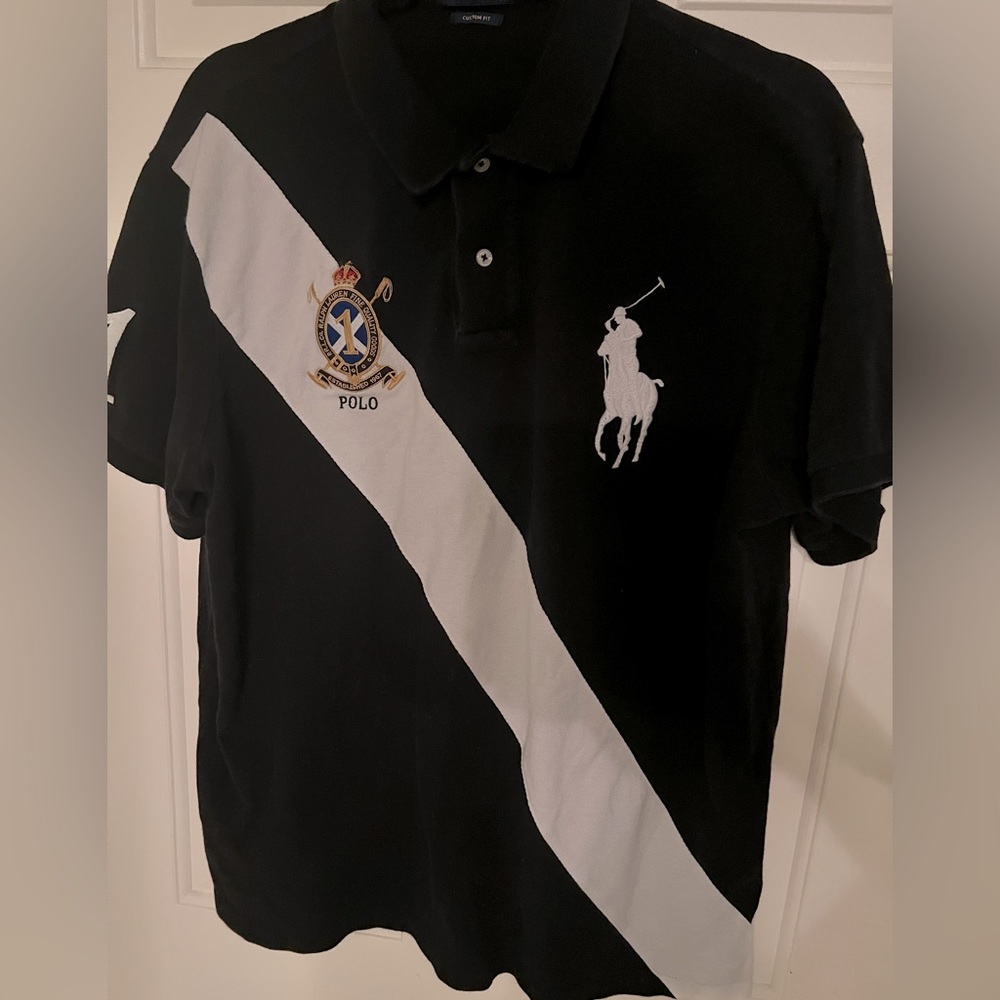 Men’s short-sleeved Ralph Lauren USA Polo shirt. XXL. Black/White.